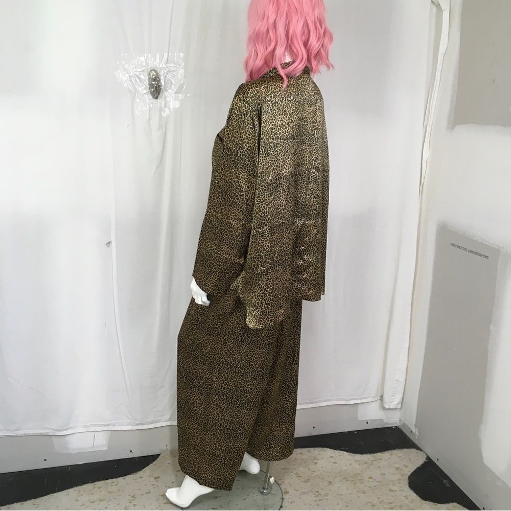 Morgan Taylor Womens Leopard Print Silky Pajama Shirt Pants Sleepwear Set 2X - Picture 14 of 14